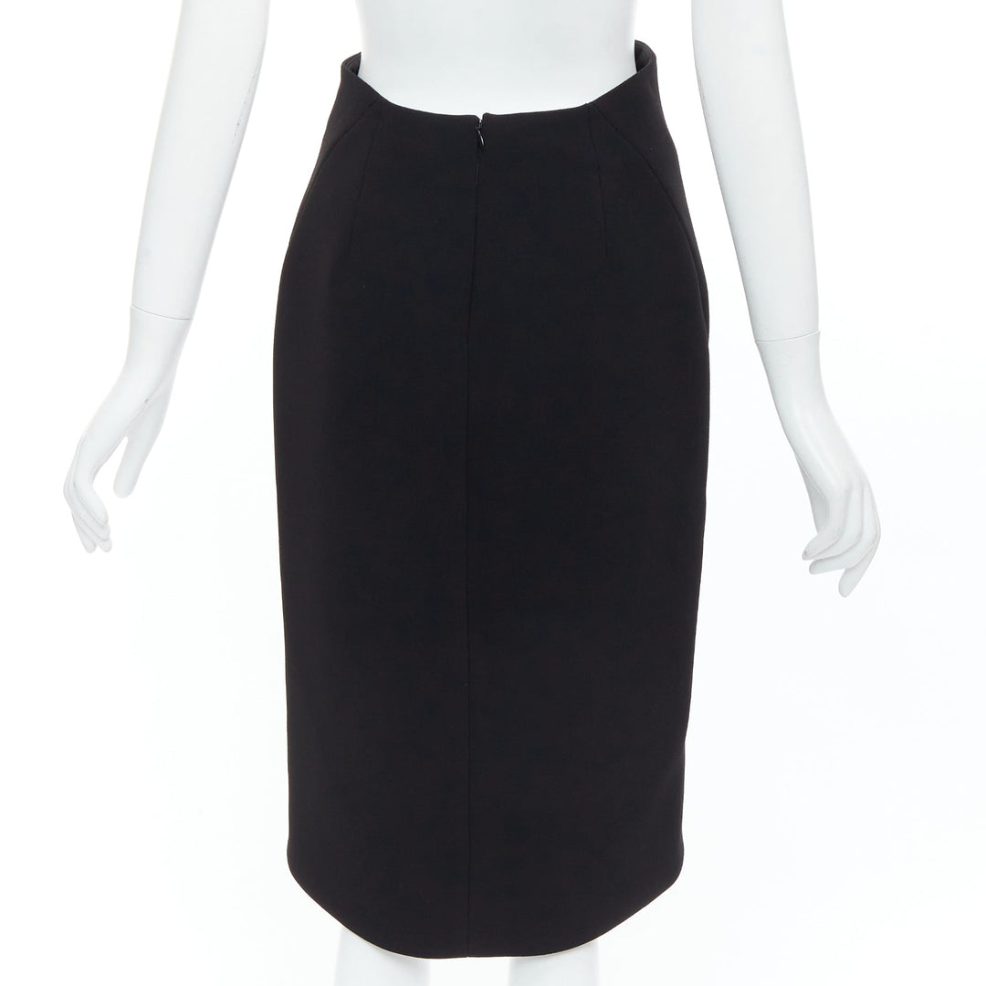 BALENCIAGA 2013 black scuba hi low waistband hem pencil skirt FR36 S