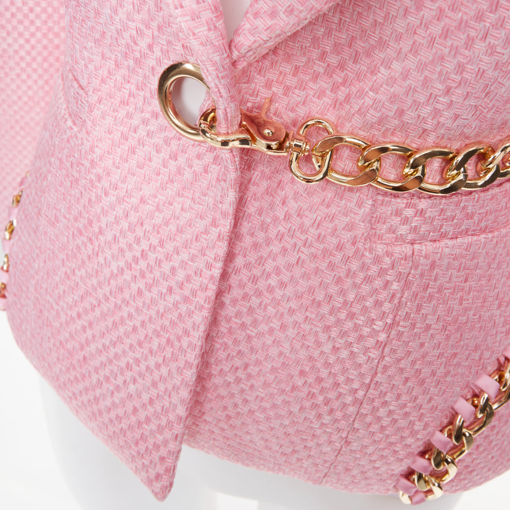 ZHIVAGO Colorado Roulette pink cotton jacquard gold chain trim jacket UK6 XS