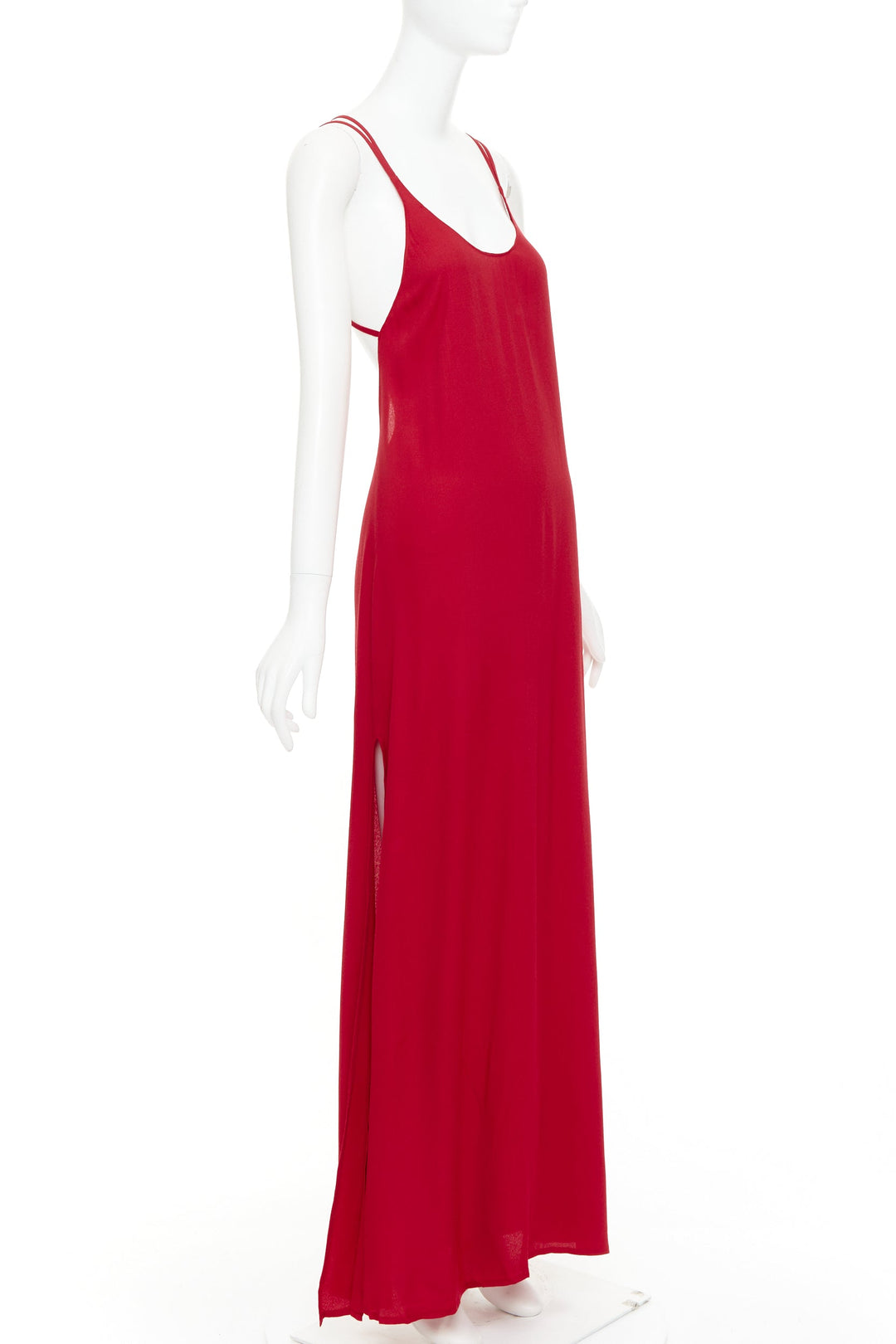 REFORMATION Miguel cherry red viscose blend criss cross open back gown XS