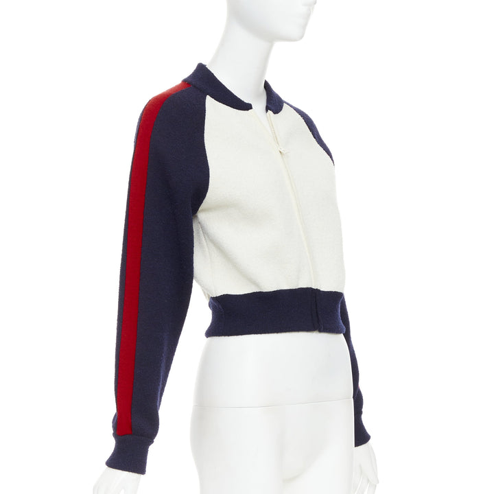 CHRISTIAN DIOR 2021 I Love Paris wool cropped track jacket zip bomber FR34 XS