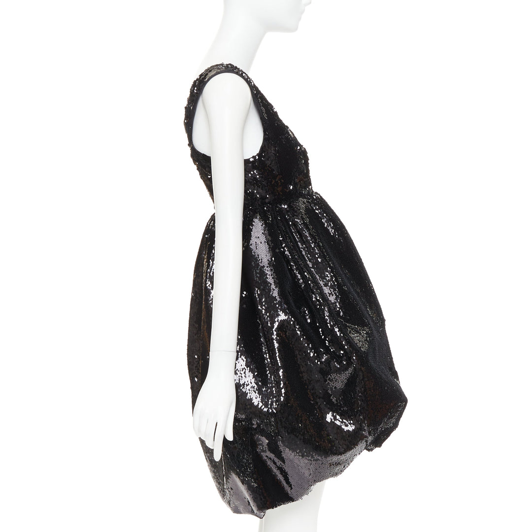 ALEXANDRE VAUTHIER COUTURE SS2025 Runway black sequinned tulle puff bubble dress