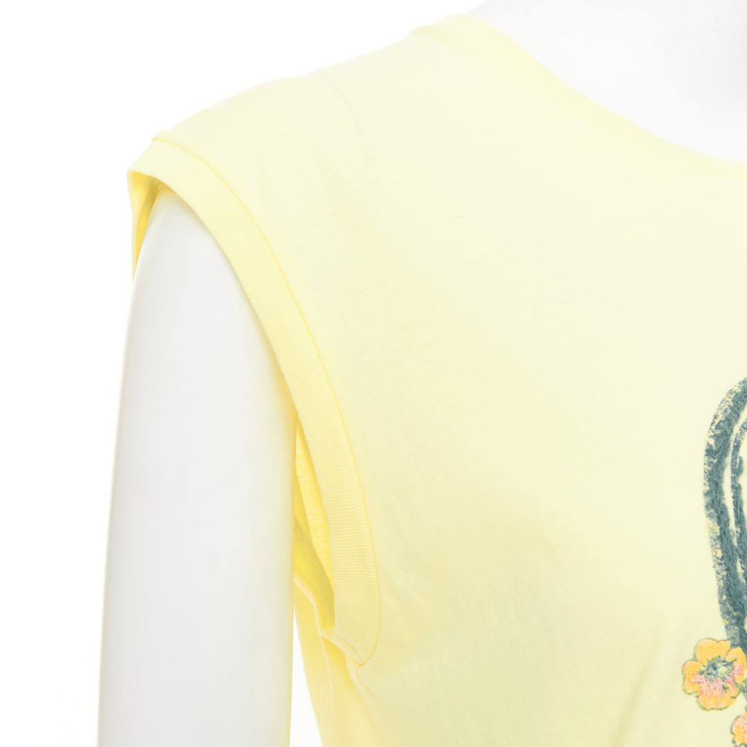 SAINT LAURENT 2020 Surfer Graphic  light yellow multi print muscle tank top XS