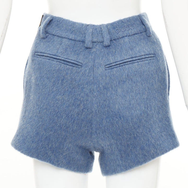 GUCCI 2024 textured wool mohair blend high waist tailored formal shorts IT38 XS