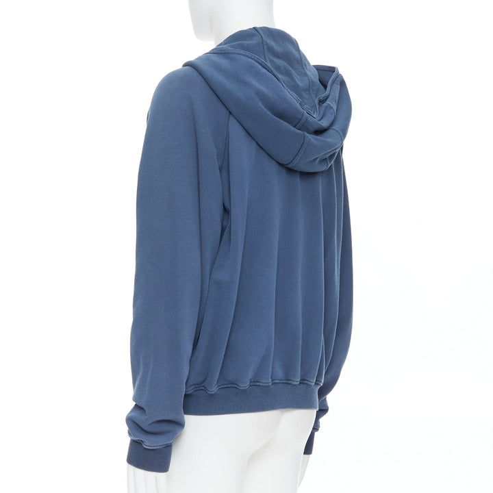 HAIDER ACKERMANN Perth blue washed cotton zip up hoodie XS