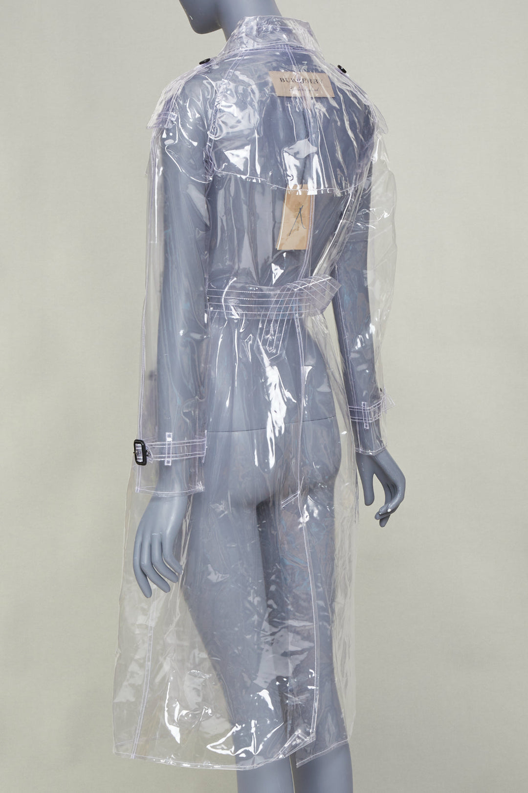 BURBERRY 2018 Runway transparent clear vinyl plastic double breasted trench M