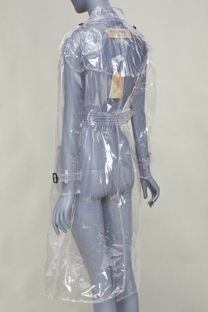BURBERRY 2018 Runway transparent clear vinyl plastic double breasted trench M