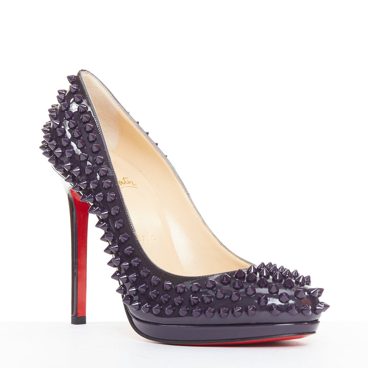 CHRISTIAN LOUBOUTIN Neofilo Spikes 120 Patent iris purple spikes platform EU38