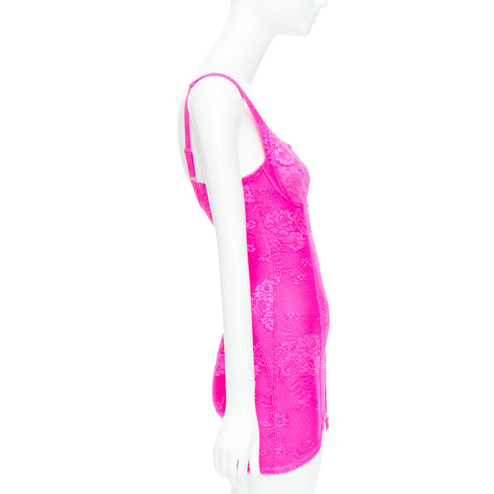 Female mannequin wearing Balenciaga by Demna AW 2022 Pink Polyamide Women Cocktail Dresses in Size FR36 | Available at JHROP