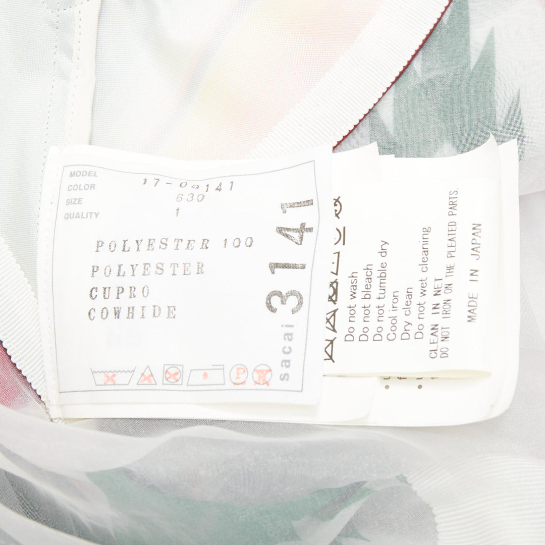 SACAI 2017 Runway stripes ruffled front cap sleeve hi low jacket dress JP1 S