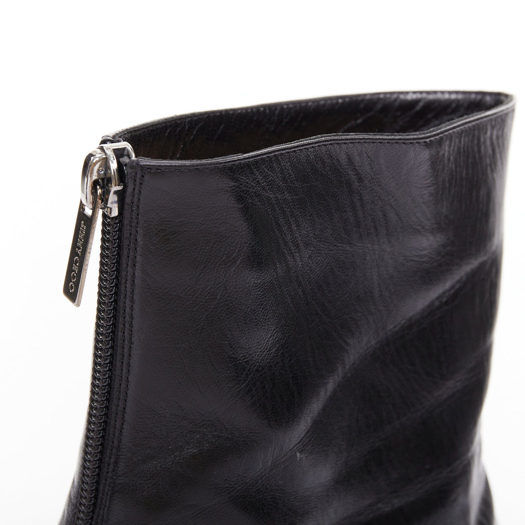 JIMMY CHOO black pointed square toe spool heeled ankle boots EU39.5