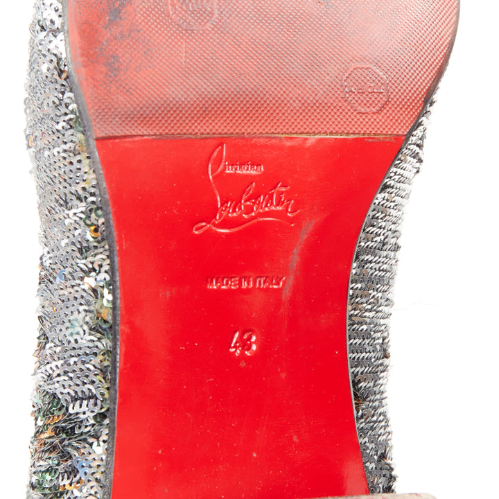 CHRISTIAN LOUBOUTIN Huston Sequin 40 silver multi sequin zipped ankle boots EU43