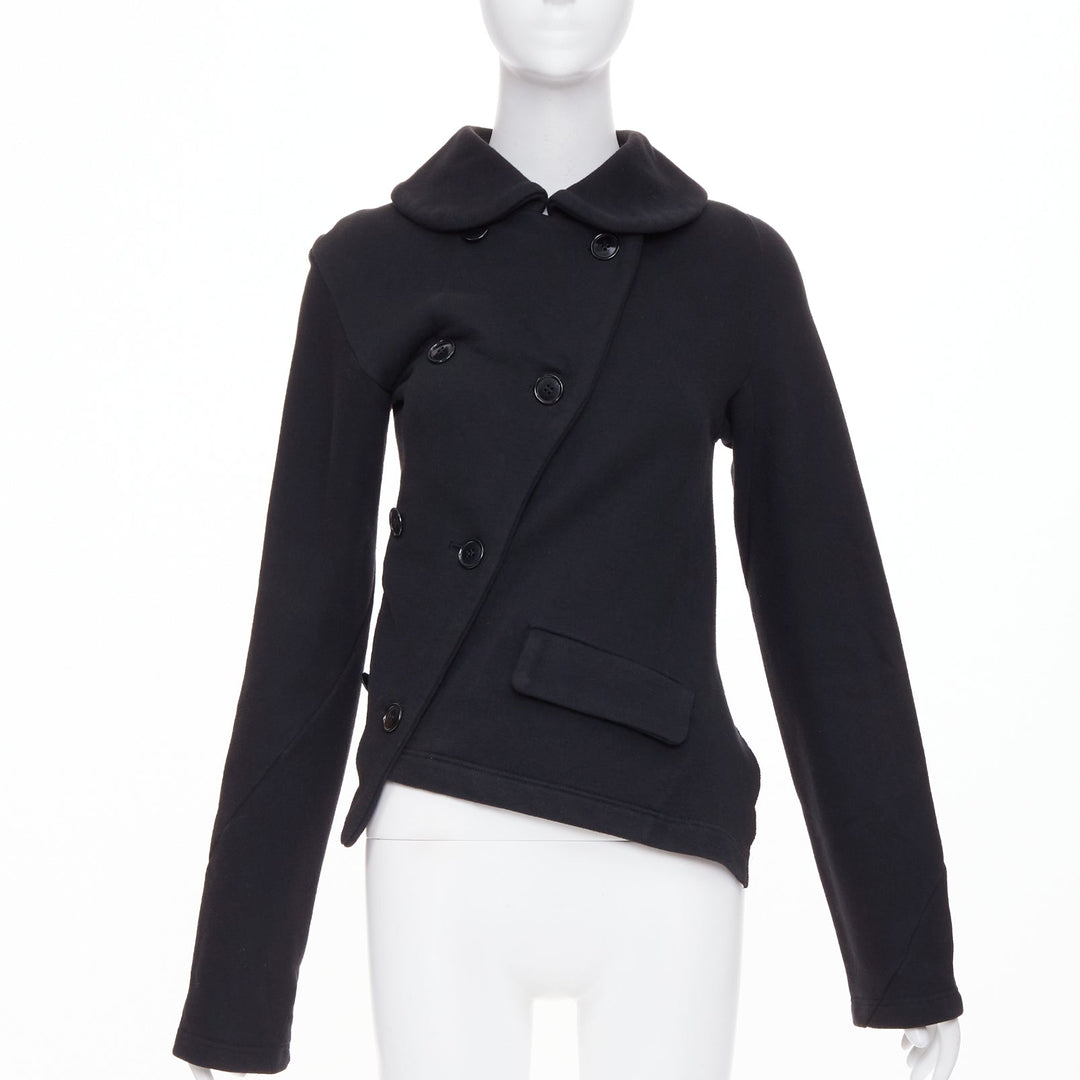 COMME DES GARCONS CDG black wool asymmetric twisted button jacket
