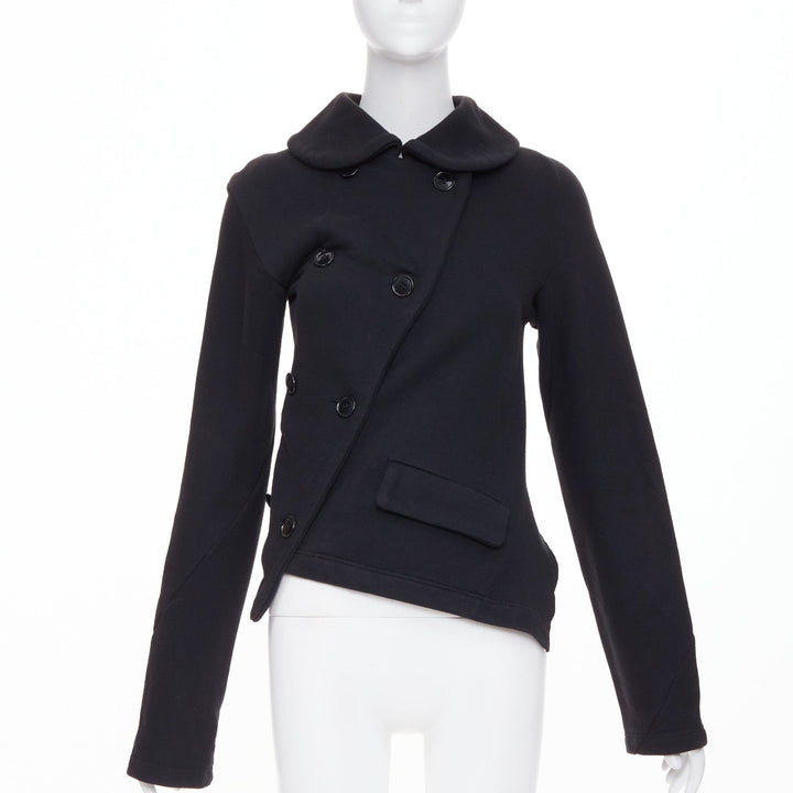 COMME DES GARCONS CDG black wool asymmetric twisted button jacket