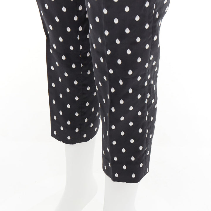 GIAMBATTISTA VALLI black white dot brocade tapered crop pants IT40 XS