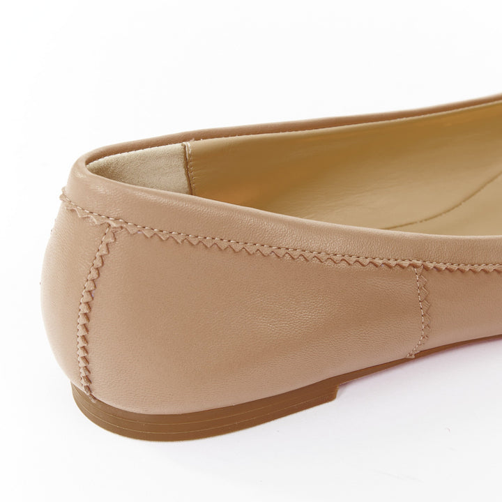 CHRISTIAN LOUBOUTIN Mamadrague nude lamb nappa square toe ballet flats EU39.5