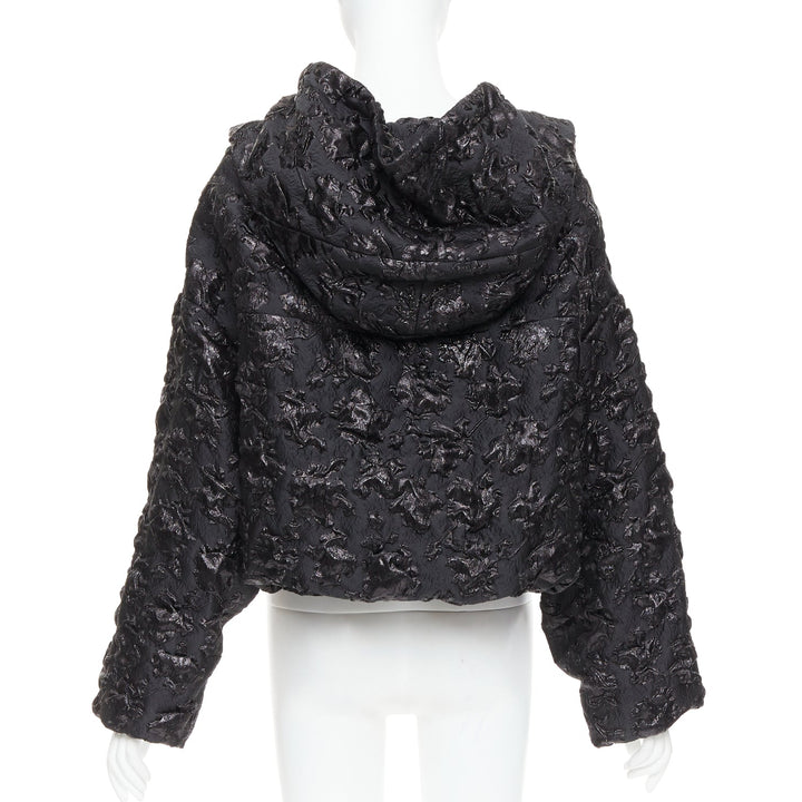 VALENTINO Pier Paolo Piccioli 2022 black floral jacquard cropped hoodie IT42 M