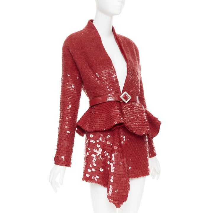 ALEXANDRE VAUTHIER COUTURE SS2022 Runway red gradient bead sequin peplum jacket