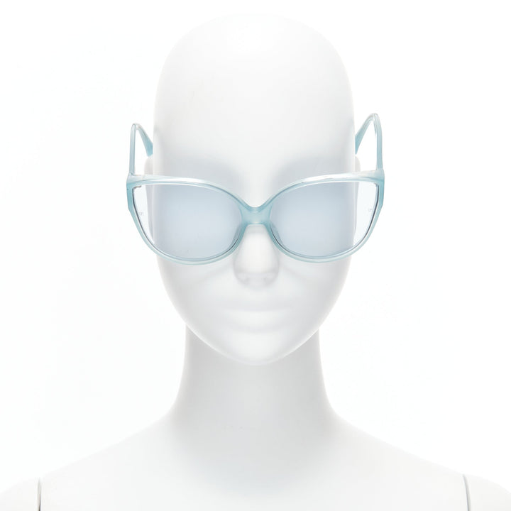 LINDA FARROW LFL656/9 blue acetate clear lens oversized sunglasses
