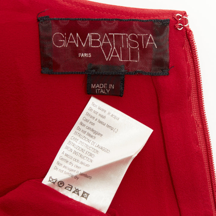 GIAMBATTISTA VALLI red polyester silk grosgrain crew neck shift dress IT44 M