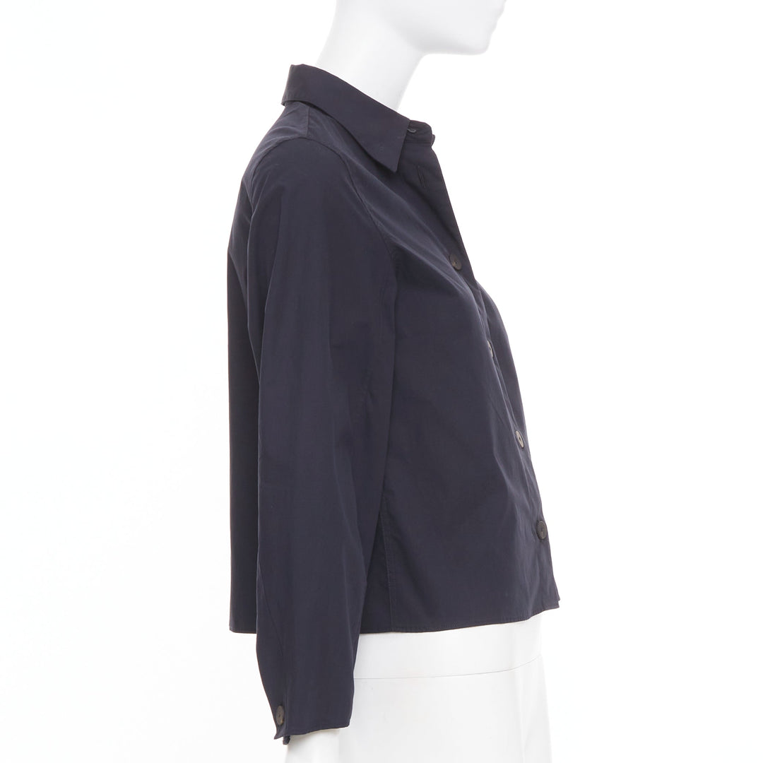 STUDIO NICHOLSON 2022 Mulder navy powder cotton volume sleeve blouse US 00 XXS