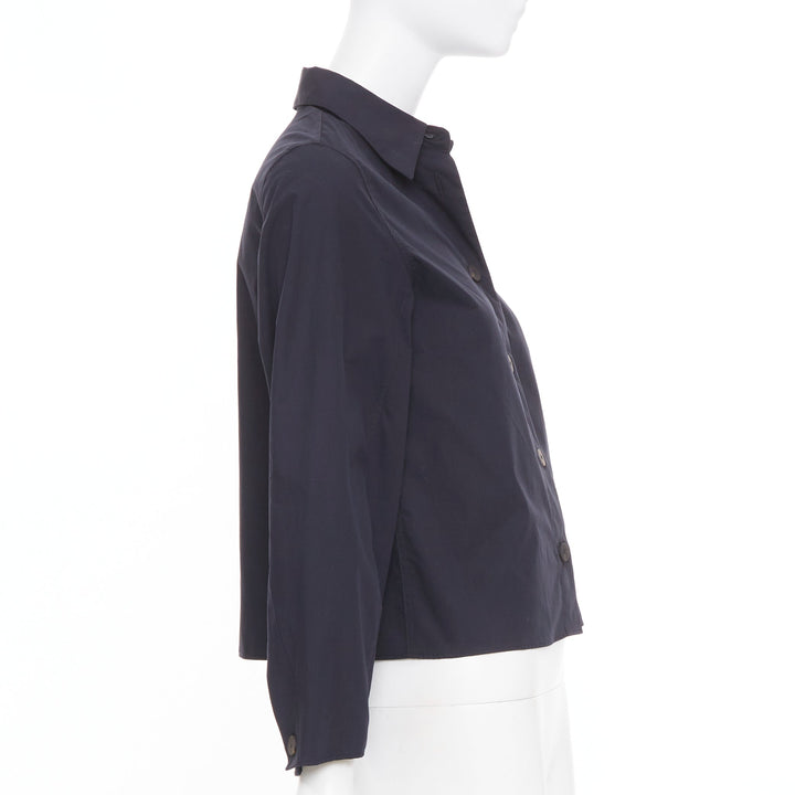 STUDIO NICHOLSON 2022 Mulder navy powder cotton volume sleeve blouse US 00 XXS