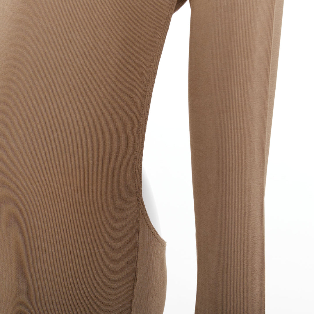 SAINT LAURENT 2024 beige viscose blend knit knot open back gown dress M
