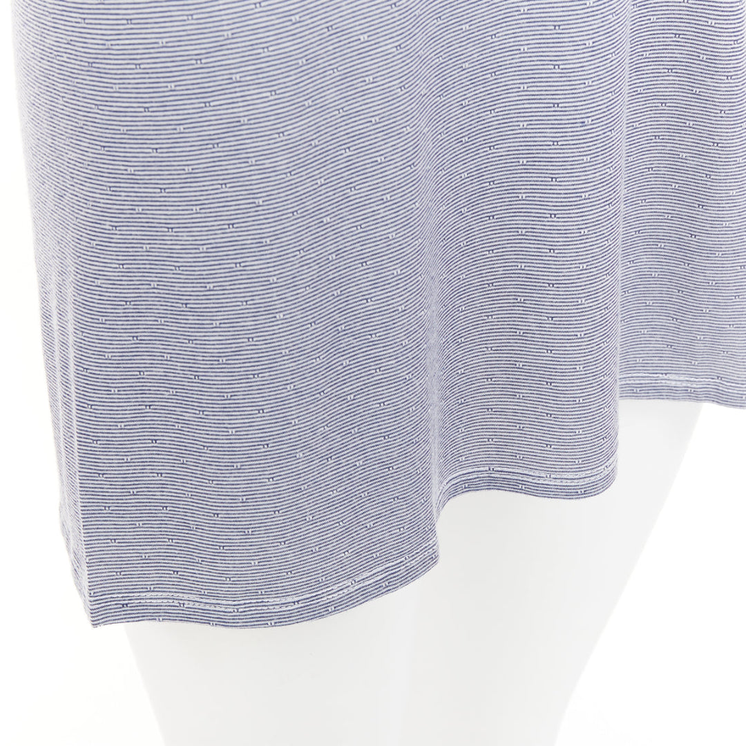 THE ROW navy off white striped jersey round neck cap sleeve tshirt dress XS