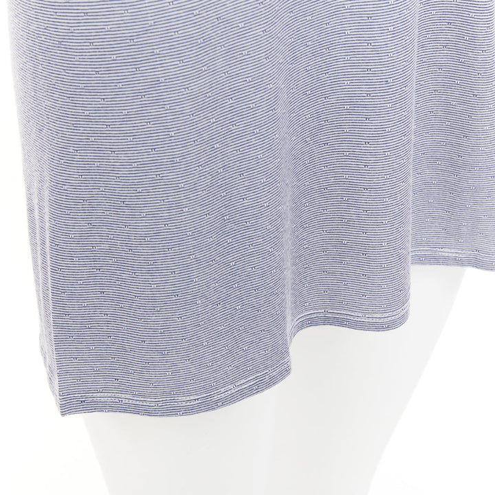 THE ROW navy off white striped jersey round neck cap sleeve tshirt dress XS