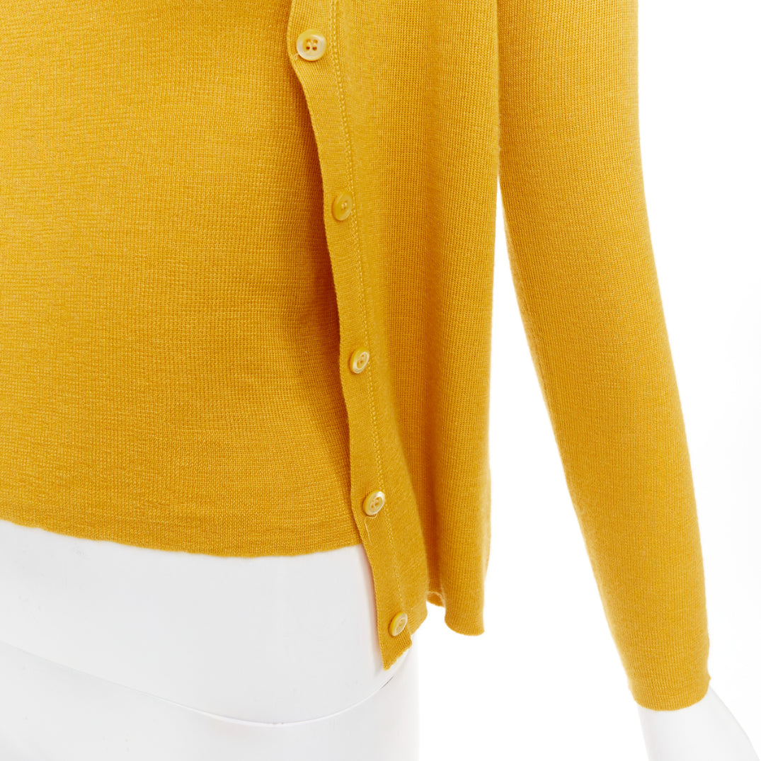 PRADA Vintage  yellow cashmere silk high neck vest cardigan sweater set IT42 M