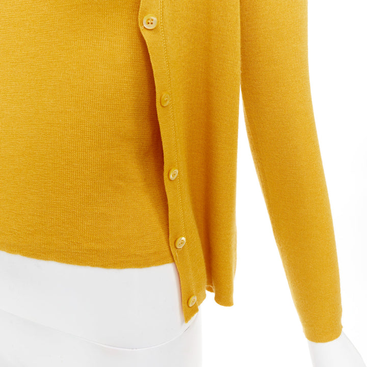 PRADA Vintage  yellow cashmere silk high neck vest cardigan sweater set IT42 M