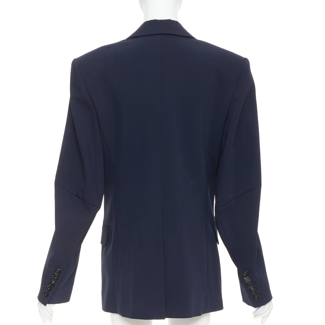 ALEXANDRE VAUTHIER navy blue smooth wool structured oversized boxy blazer jacket