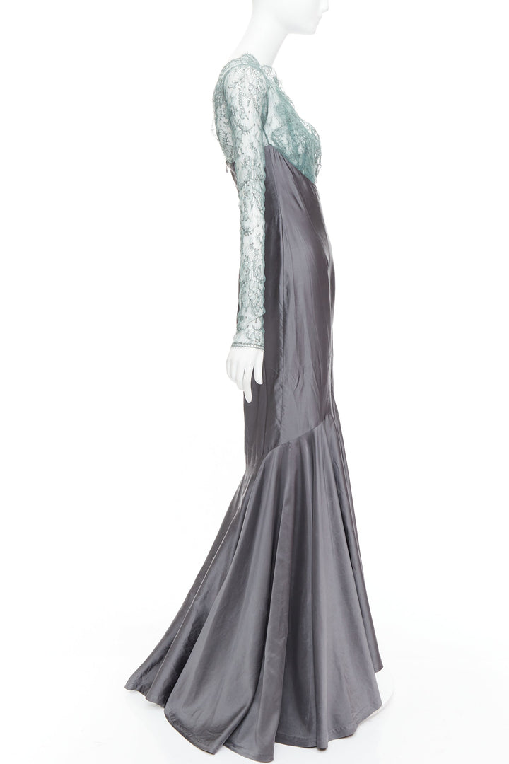 rare GUY LAROCHE COUTURE 2006 Vintage Runway lace mermaid gown dress IT38 XS