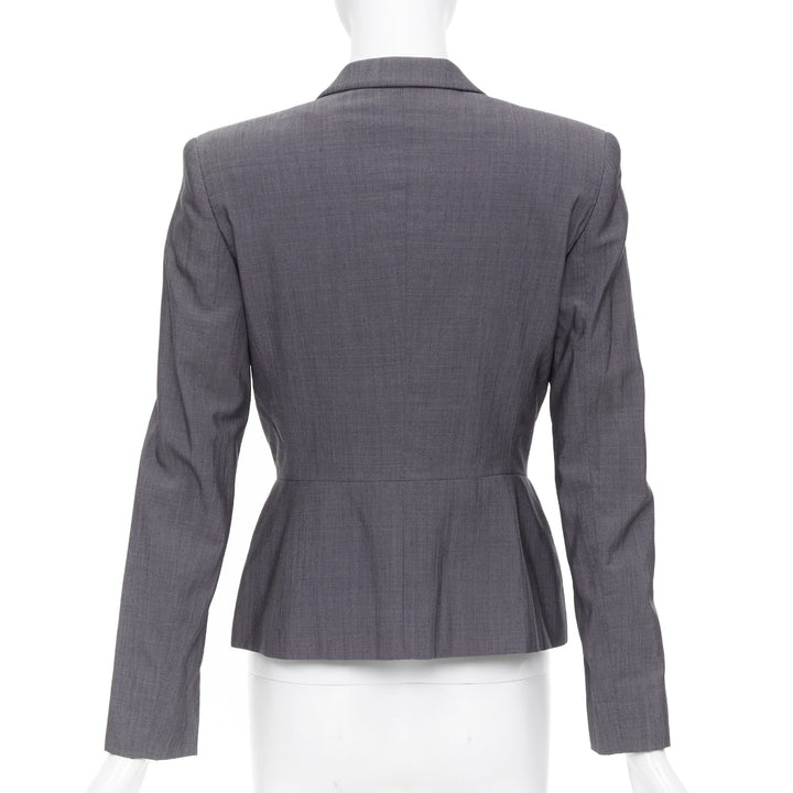 GUCCI Tom Ford 2004 Runway monogram lined grey silk wool single blazer IT38 XS