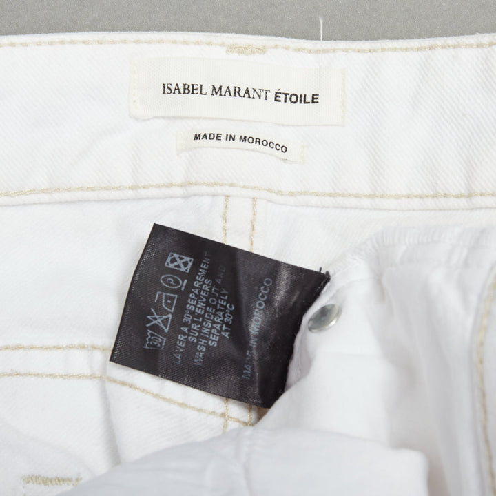 ISABEL MARANT ETOILE white cotton blend rope applique jeans FR36 S