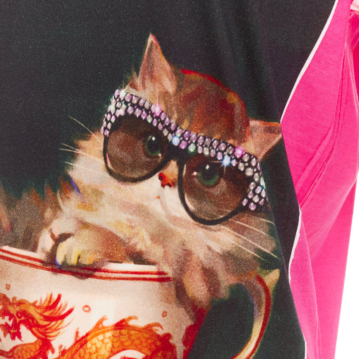 GUCCI 2018 Ignasi Monreal pink cotton Cat in Teacup graphic print t-shirt XS