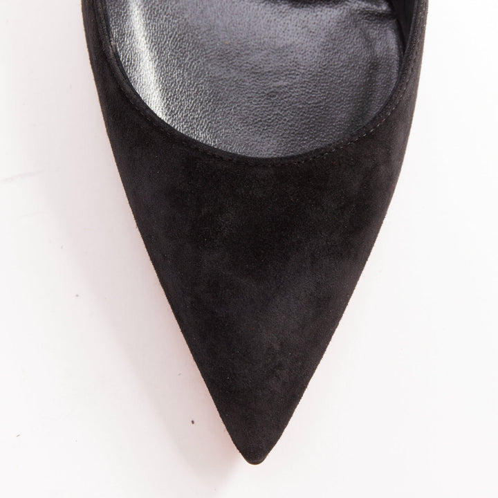 CHRISTIAN LOUBOUTIN Rabakate 100 Veau Velours black suede bow stiletto pump EU37