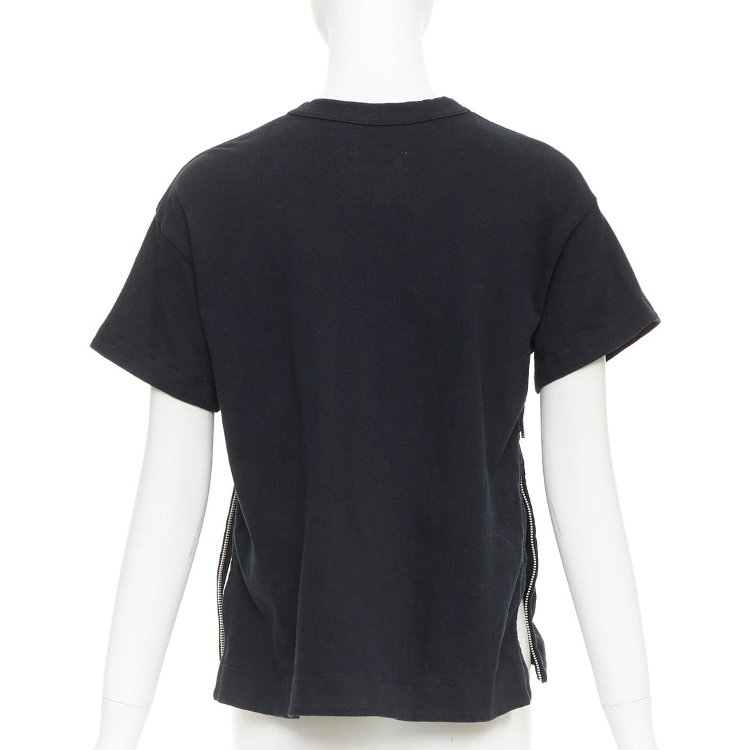 SACAI 2017 Daniel Johnston frog print  black white cotton zip side tshirt JP1 S