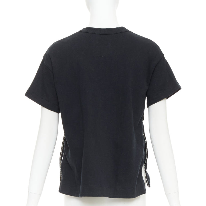 SACAI 2017 Daniel Johnston frog print  black white cotton zip side tshirt JP1 S