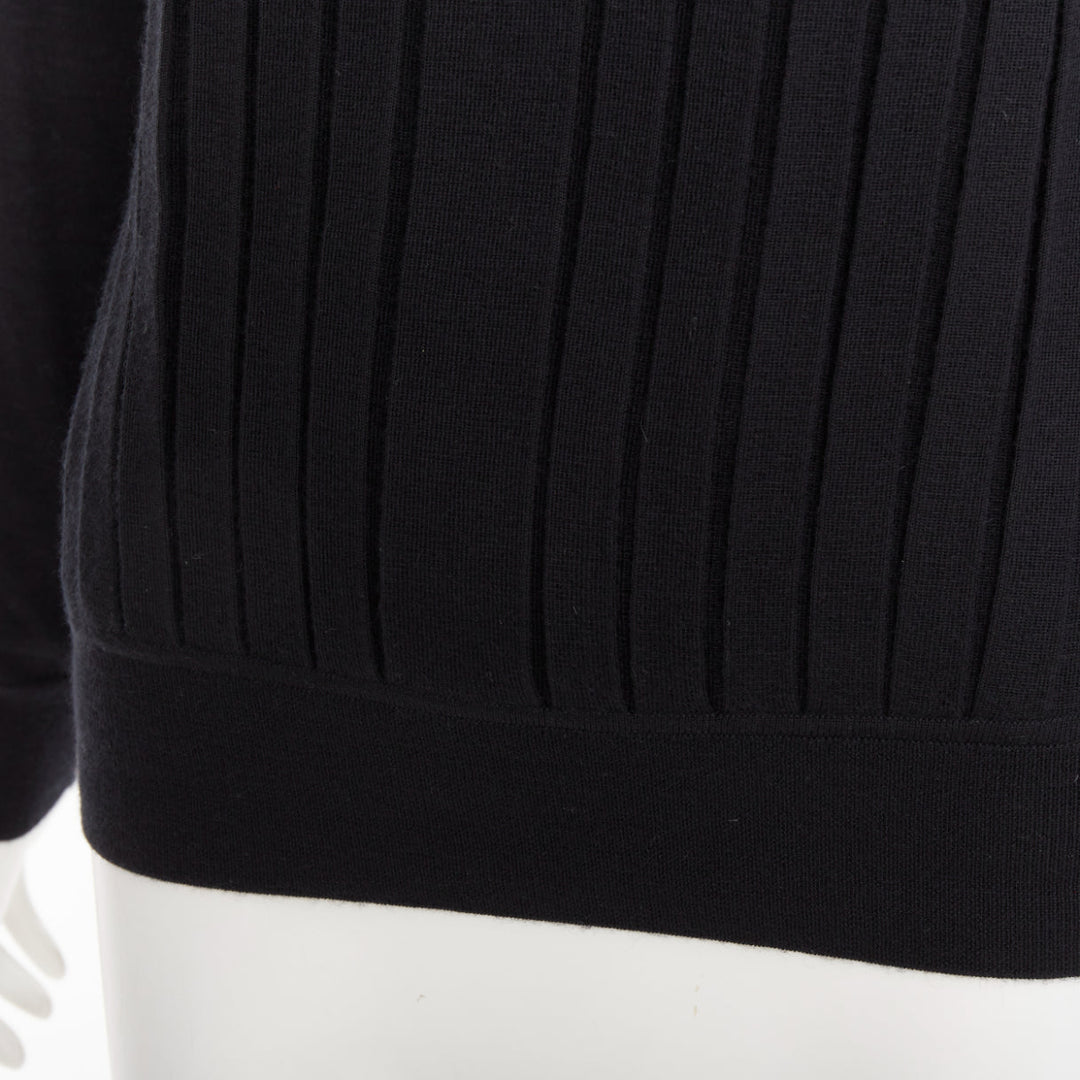 HERMES 100% cashmere black accordion pleated front raglan sweater FR34 XS