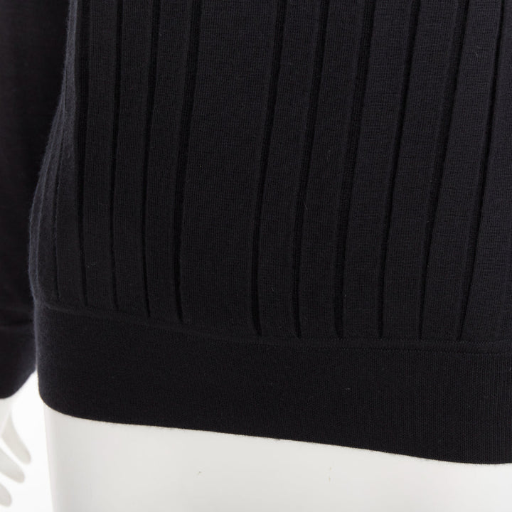 HERMES 100% cashmere black accordion pleated front raglan sweater FR34 XS