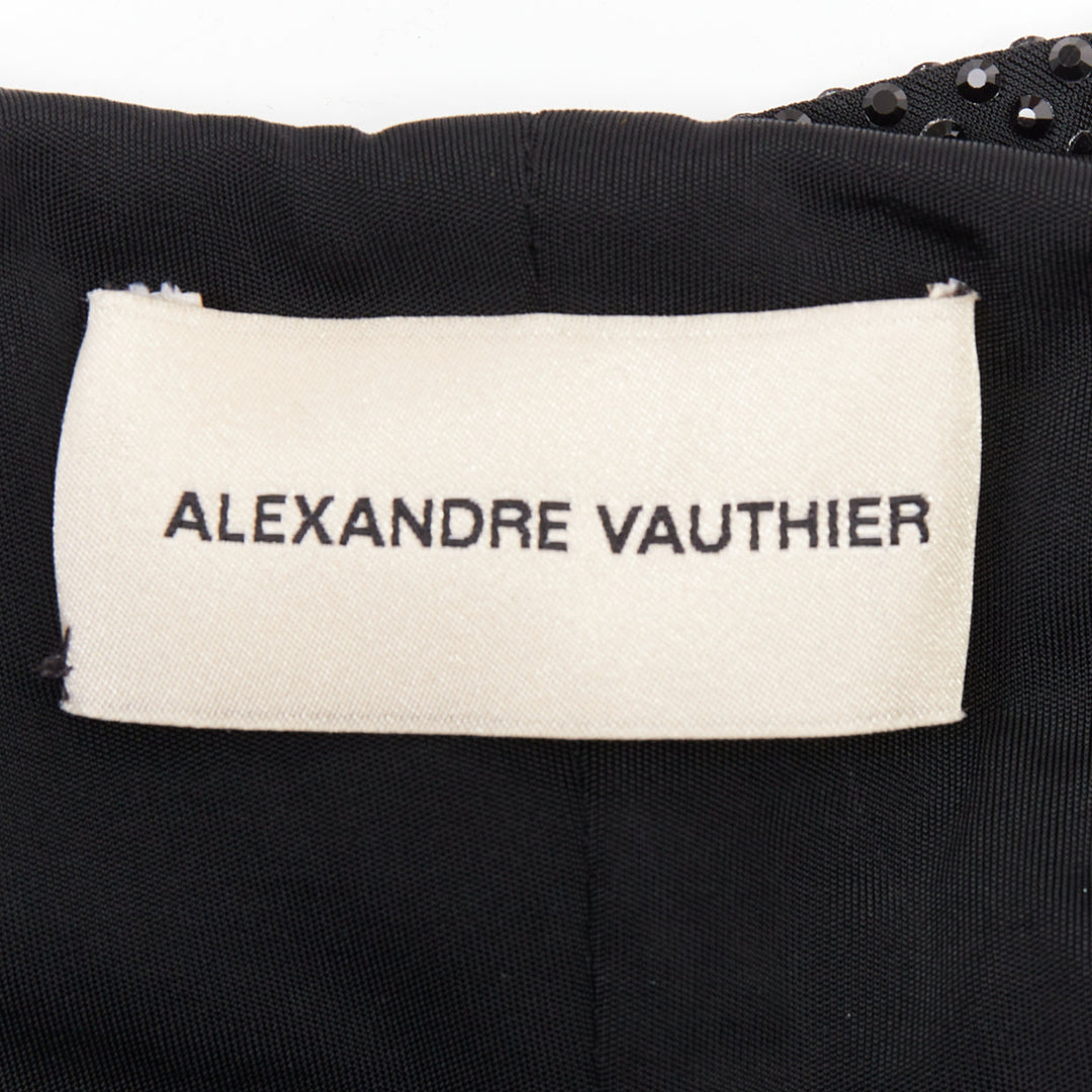 ALEXANDRE VAUTHIER  black crystal strass stretched panel bandage mini slip dress