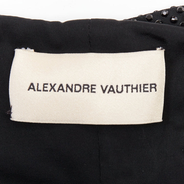 ALEXANDRE VAUTHIER  black crystal strass stretched panel bandage mini slip dress