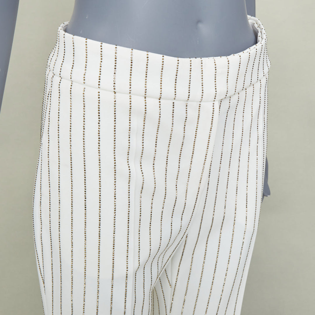 ALEXANDRE VAUTHIER COUTURE SS2020 Runway crystal pinstripe straight pants FR36 S