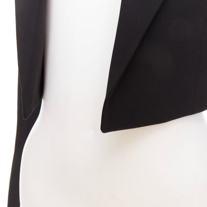 ALEXANDRE VAUTHIER COUTURE black peak lapel cropped blazer short tuxedo jacket