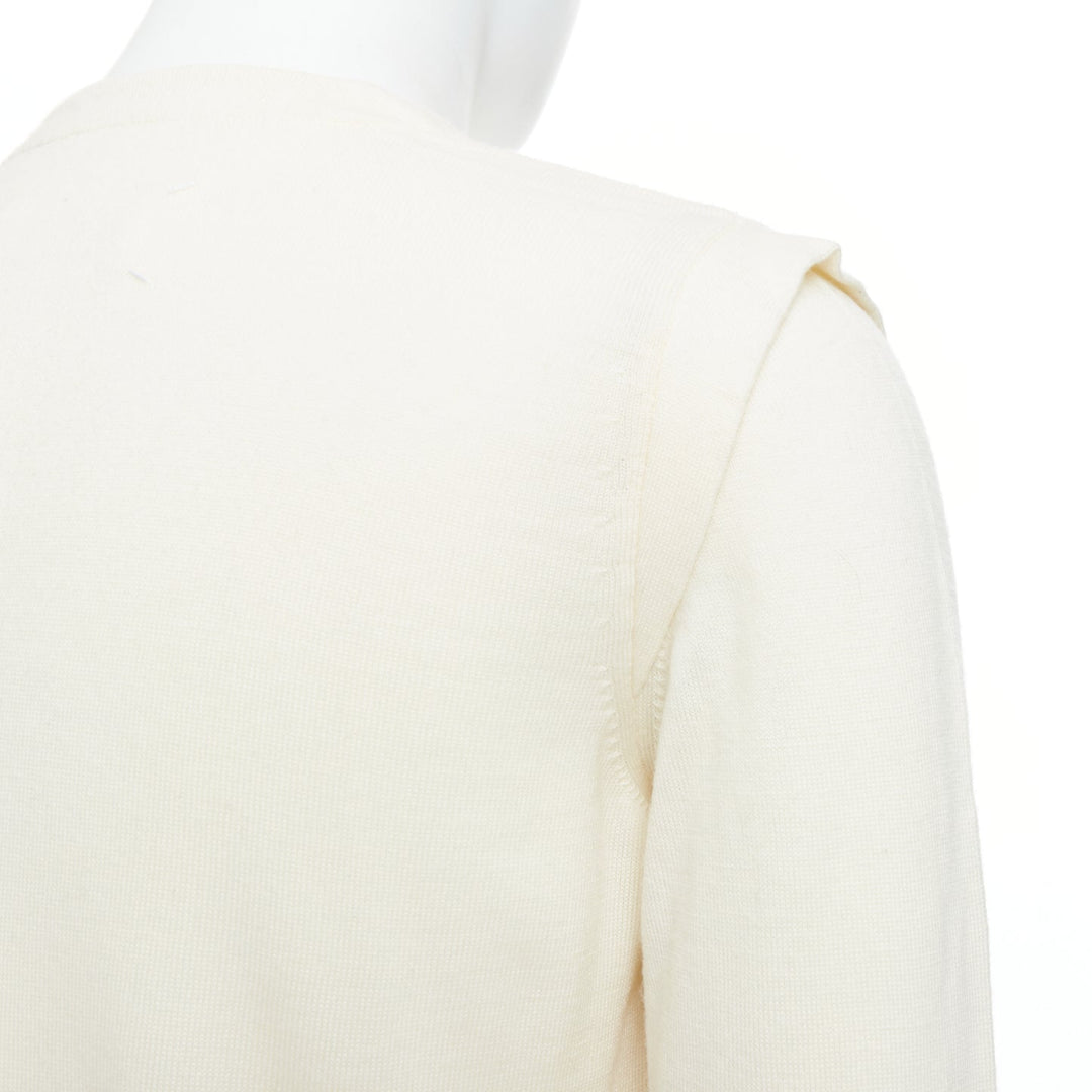 MAISON MARGIELA 100% wool cream V-neck overlay sleeve sweater M