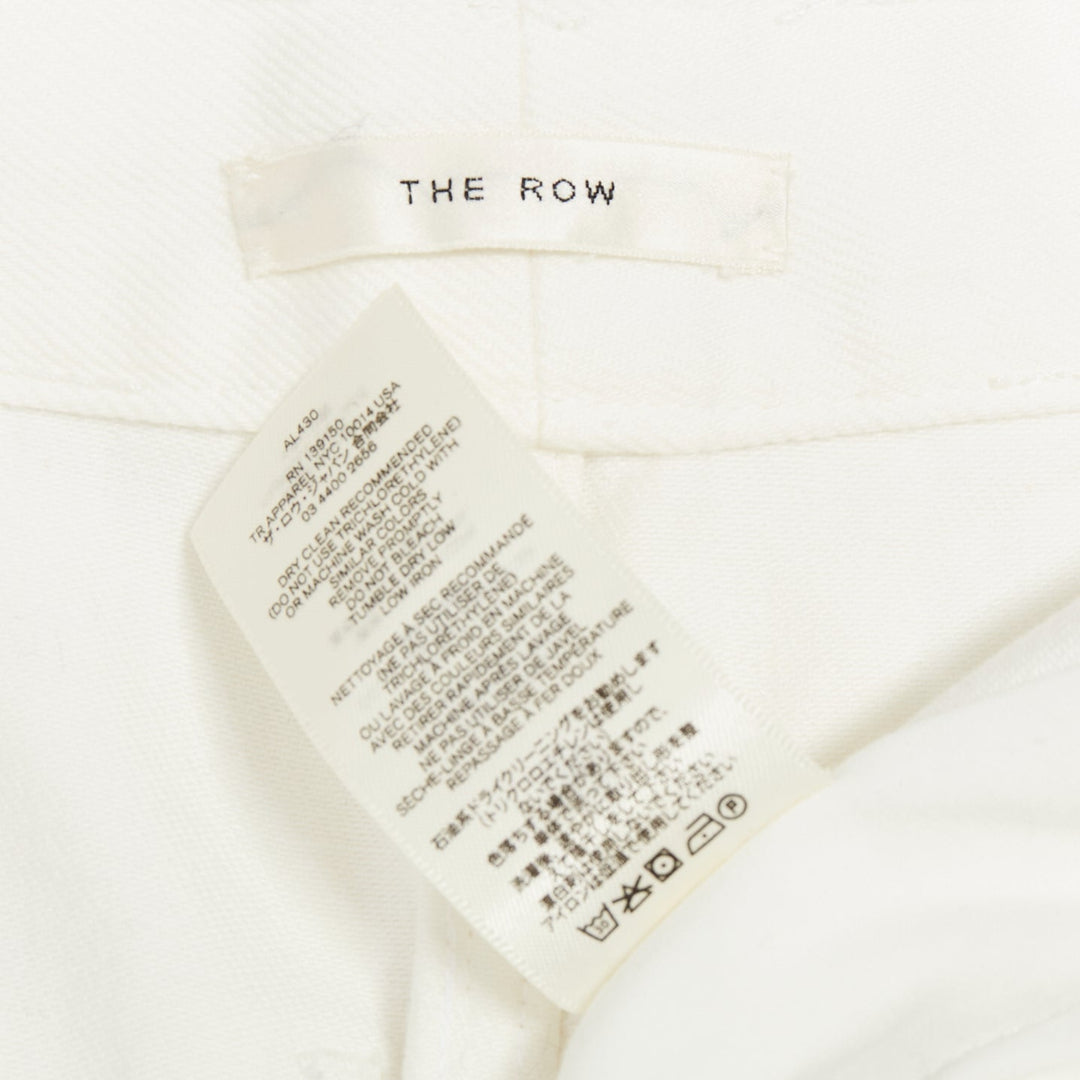 THE ROW white cotton studded patch pockets high waist crop jeans US0 XS