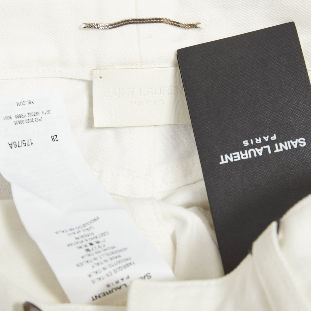 SAINT LAURENT 2020 D18 M SL LW off white cotton straight leg denim jeans 28"