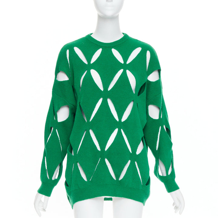 VALENTINO 2022 Pier Paolo Piccioli green virgin wool cut out sweater XXS