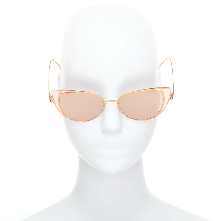 LINDA FARROW Des Voeux LFL855/6 rose gold peach cat eye sunglasses