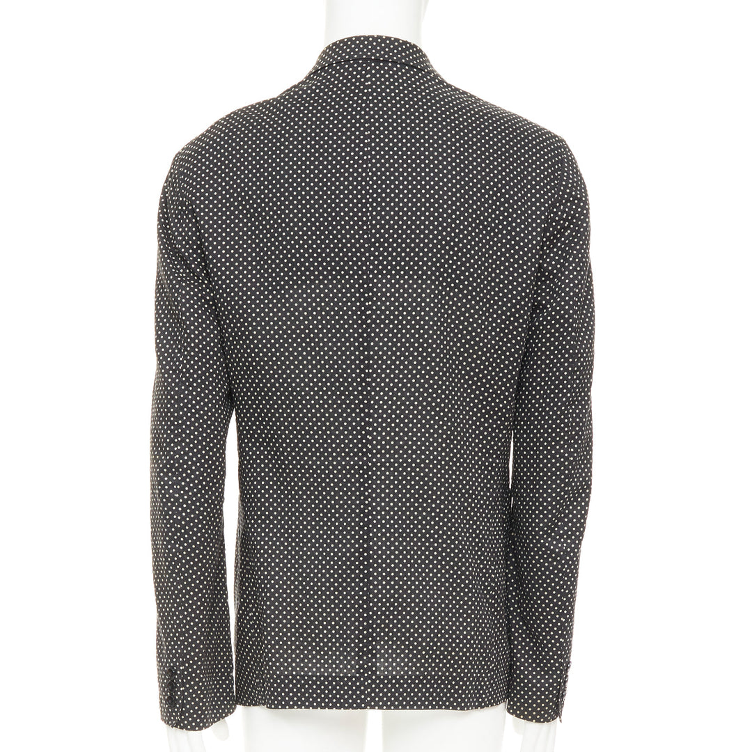 YOHJI YAMAMOTO Pour Homme black white polka dot unstructured blazer JP3 L